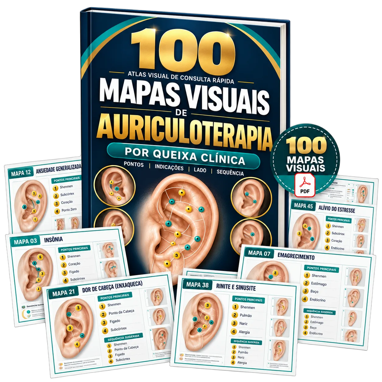 100 Mapas Visuais de Auriculoterapia — atlas completo